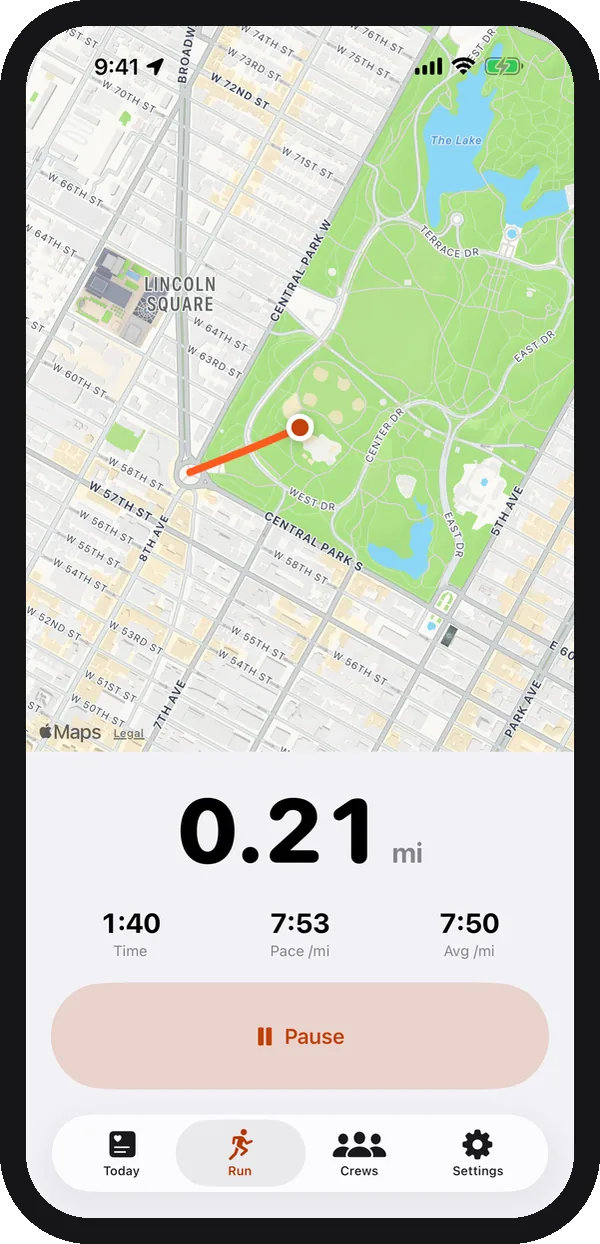 Recording a run with the iPhone’s GPS in RunPack