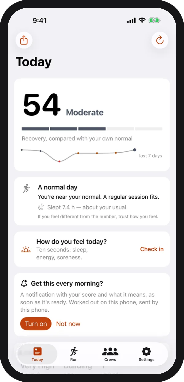 A member’s morning check-in in RunPack